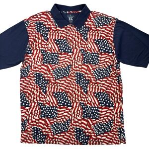 American Flag All Over Print USA Patriotic AOP Cody James Men’s Polo Shirt XL